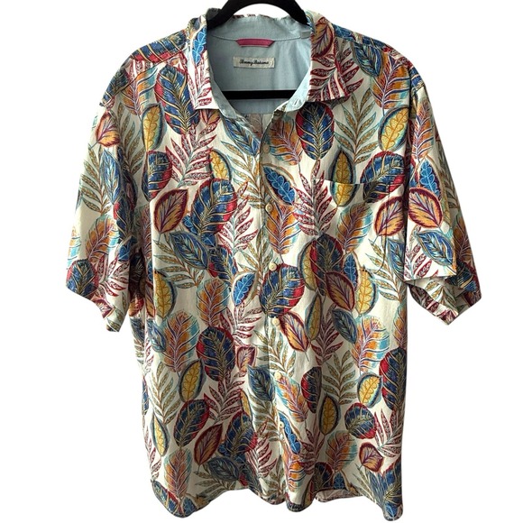 Tommy Bahama Other - Tommy Bahama Men's Silk Shirt XL Multicolor Festival‎ Fronds Tropical Leaf Print
